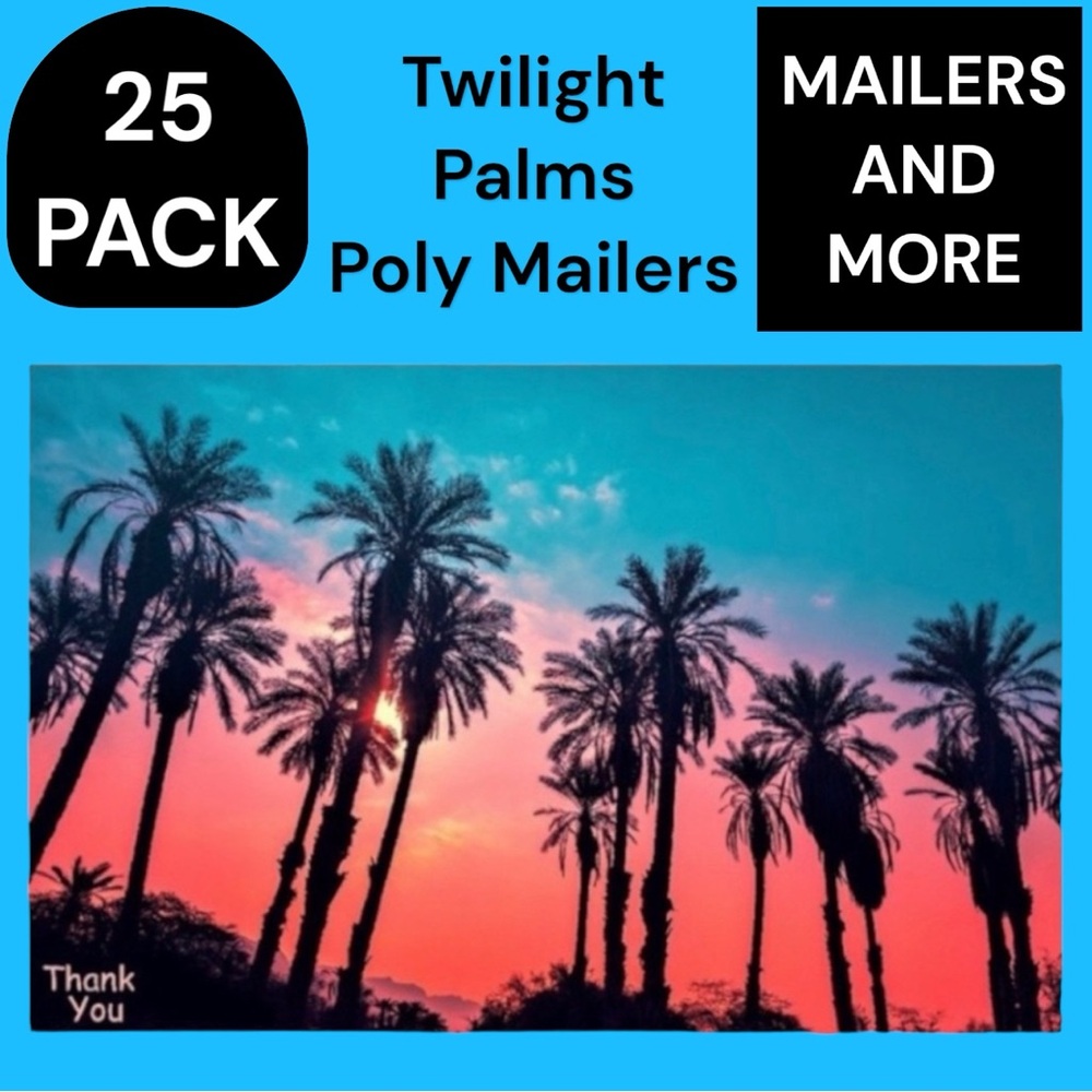 25 10X13 Poly Mailers Twilight Palms Shipping Envelopes PRICE IS FIRM - Picture 2 of 9